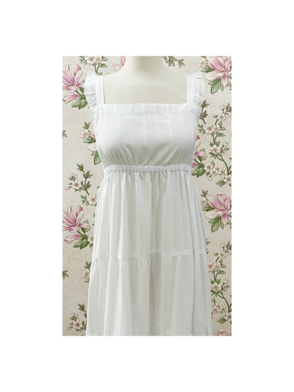 SoieRose White 100% Cotton Prairie Tiered Maxi Dress - SR-1313 - Picture 2 of 7